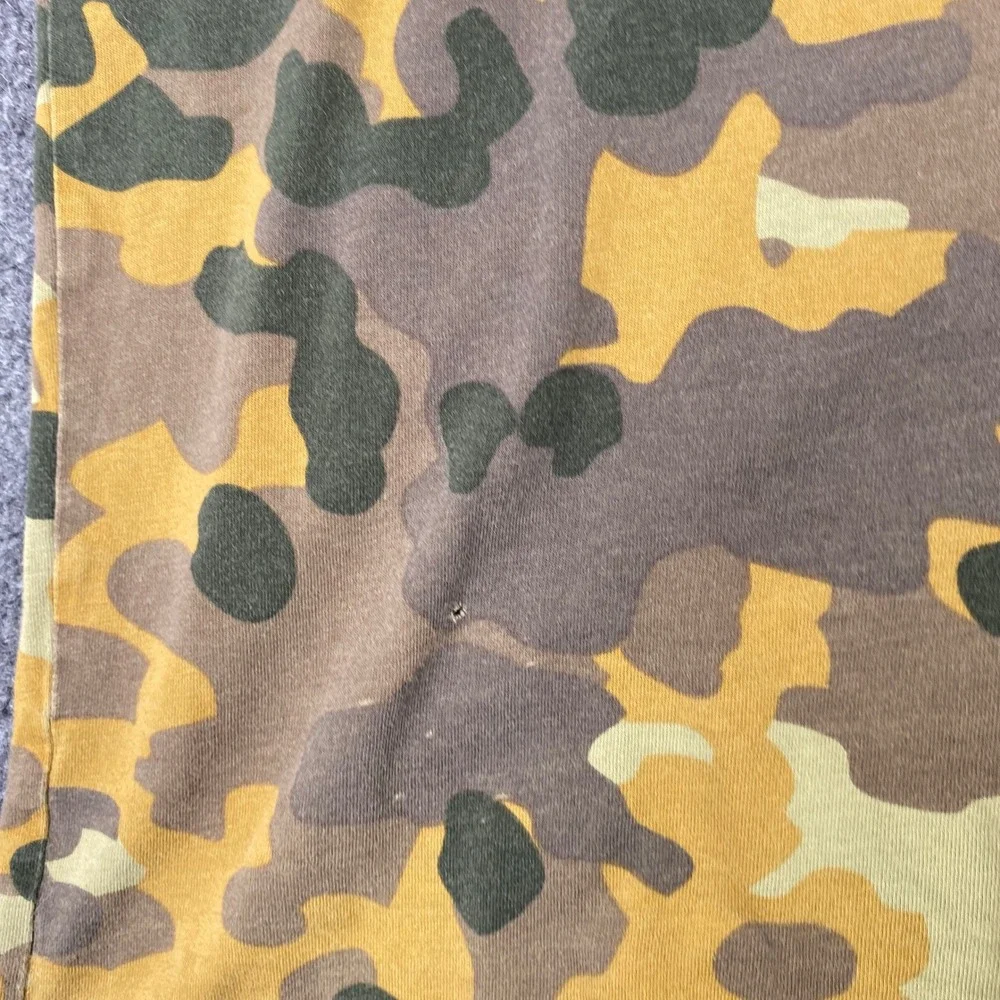 The North Face Mens Camo T-Shirt Orange Box Logo Graphic Tee Green Brown Medium